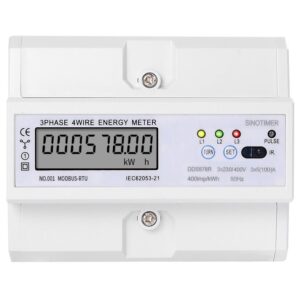 Contor trifazic de energie electrica, Sinotimer, 3x230/400V AC 50Hz, 3x5(100)A, ecran digital LED, DDS578R
