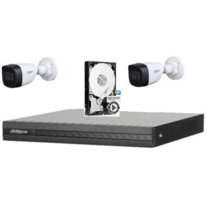 Sistem de supraveghere Dahua DH-2CEXT30M-5MP_HDD HDCVI cu HDD si 2 camere de exterior/interior de 5MP, IR 30m