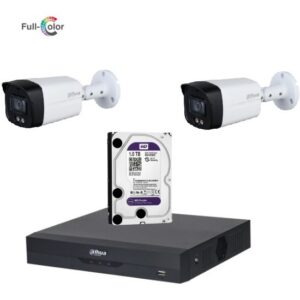 Sistem de supraveghere Dahua DH-2CEXT40MA-5MP_HDD HDCVI cu HDD si 2 camere de exterior de 5MP Full Color, Starlight, LED 40m, microfon