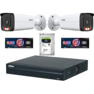 Sistem de supraveghere IP Dahua DH-2CEXT50MIP2-8MP3.6 cu 2 camere de 8MP, Smart Dual Light 50m, microfon, PoE
