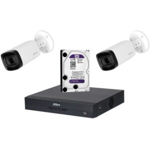 Sistem de supraveghere Dahua DH-2CEXT60M-5MP_HDD HDCVI cu HDD si 2 camere de exterior de 5MP, IR 60m, 2.7-12mm, microfon