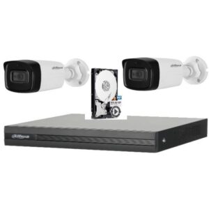 Sistem de supraveghere Dahua DH-2CEXT80MA-5MP_HDD HDCVI cu HDD si 2 camere de exterior de 5MP, 2.8mm, IR 80m, microfon