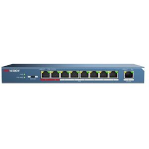 Switch 8 porturi PoE Hikvision DS-3E0109P-E/M, 1 port uplink, pana la 200m