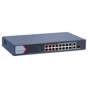 Switch HIKVISION DS-3E1318P-EI-M 16 porturi PoE 100Mbps, 1 port Gigabit combo, 1 Gigabit RJ45, SMART Management