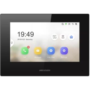 Post interior videointerfon IP Hikvision DS-KH6320-LE1(B), rezolutie 1024 x 600, 7 inch TFT LCD, PoE