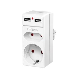PRIZA LOGILINK, Schuko x 1, Euro Socket x 1, USB x 2 5 V/2.1 A, max. 10.5 W, 230 V/16 A, 50 Hz, max. 3680 W, IP20, LED activate, alb "PA0276" (include TV 0.18lei)