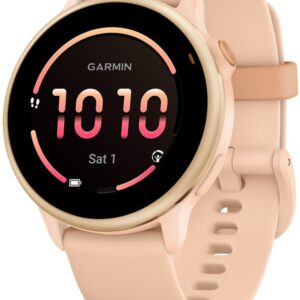 SmartWatch Garmin Vivoactive 6, GPS 42mm Metallic Pink Dawn, curea Pink Dawn