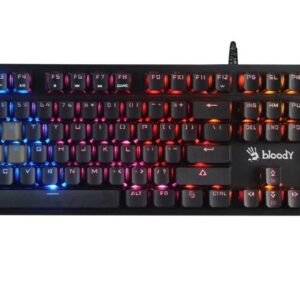 TASTATURA A4TECH - gaming, "Bloody gaming", cu fir 1.8m, 106 taste, format standard , taste cu membrana Mecha-Like, iluminare, USB, gri, "B500N" (timbru verde 0.8 lei)
