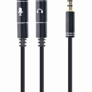 CABLU audio GEMBIRD Splitter stereo (1 x 3.5 mm jack T la 2 x 3.5 mm jack M), 20cm, negru "CCA-417M" (timbru verde 0.08 lei)