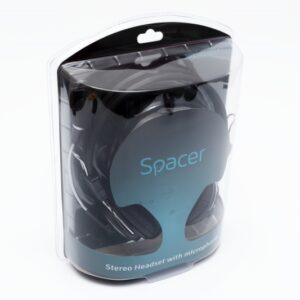 Casti SPACER cu microfon., stereo, jack 3.5mm, DJ, black (SPC-DJ001)
