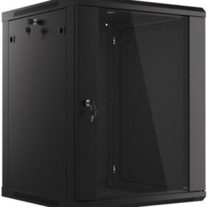 Cabinet metalic Lanberg WF01-6615-10B 15U, Wall mount, 600 x 600, Glass door, Negru
