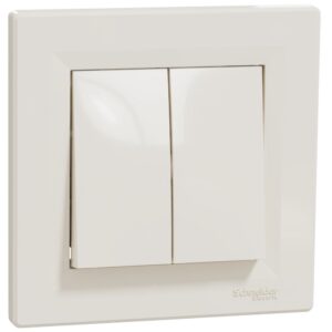 Intrerupator dublu cap scara 10A fara surub Schneider Asfora EPH0600123, crem