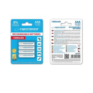 Esperanza EZA102W Baterii reîncărcabile Ni-MH AAA 1000MAH x4