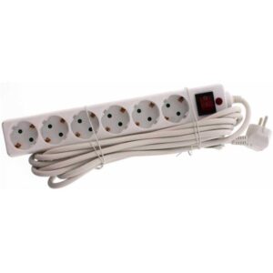 Prelungitor cu protectie la supratensiune, 6 prize Schuko, 3m Well EXTS-6S3M-PROTS-WL