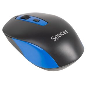 MOUSE Spacer, PC sau NB, wireless, 2.4GHz, optic, 1600 dpi, butoane/scroll 4/1, negru cu albastru, baterii incluse 2x AAA, ambalaj blister "SPMO-WS01-BKBL" (timbru verde 0.18 lei)