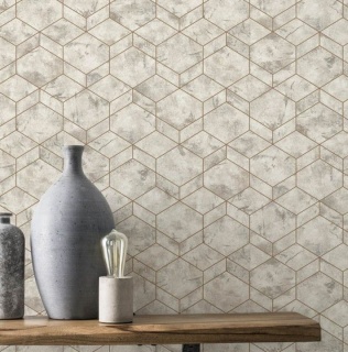 Tapet superlavabil Rasch model geometric gri-argintiu cod 649642