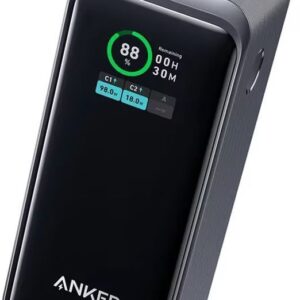 Baterie externa Anker Prime, 20000 mAh, 200W, 2x USB-C, 1x USB, Black, Smart Digital Display, posibilitate incarcare laptop