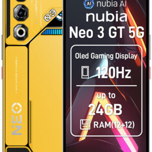 Smartphone ZTE nubia Neo 3 GT, 256GB, 24GB RAM (12GB + 12GB extensibili), Dual SIM, 5G, Tri-Camera, Yellow