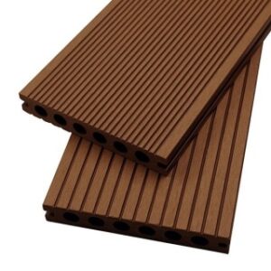 Decking compozit WPC culoare coniac cu gauri rotunde 2850x140x21.5 mm EXTDEC-COG110