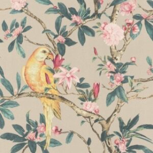 Tapet superlavabil Rasch model floral cu papagali cod 543322