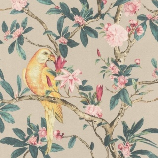 Tapet superlavabil Rasch model floral cu papagali cod 543322