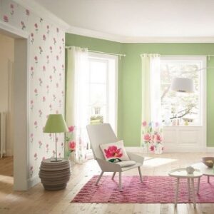 Tapet cu flori rosii pe fundal crem D436914EU