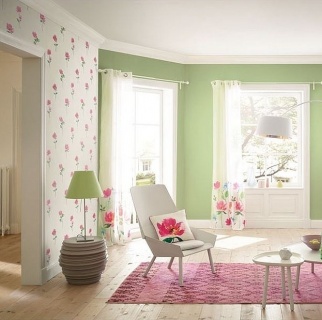 Tapet cu flori rosii pe fundal crem D436914EU