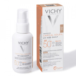 Fluid colorat SPF 50+ cu actiune impotriva foto-imbatranirii tenului, Vichy CAPITAL SOLEIL UV AGE, 40 ml (Gramaj: 40 ml, Concentratie: Fluid, Culoare produse: deschis-mediu)