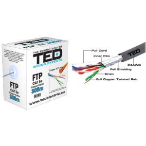 Rola Cablu FTP CAT5E cupru Ted / 305ml Fluke Test passed TED002396