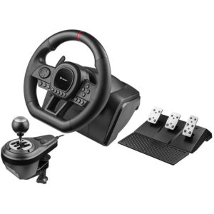 Volan Black Steering Wheel + Pedals PlayStation 4, PlayStation 3, Xbox One, Xbox 360, Switch, PC