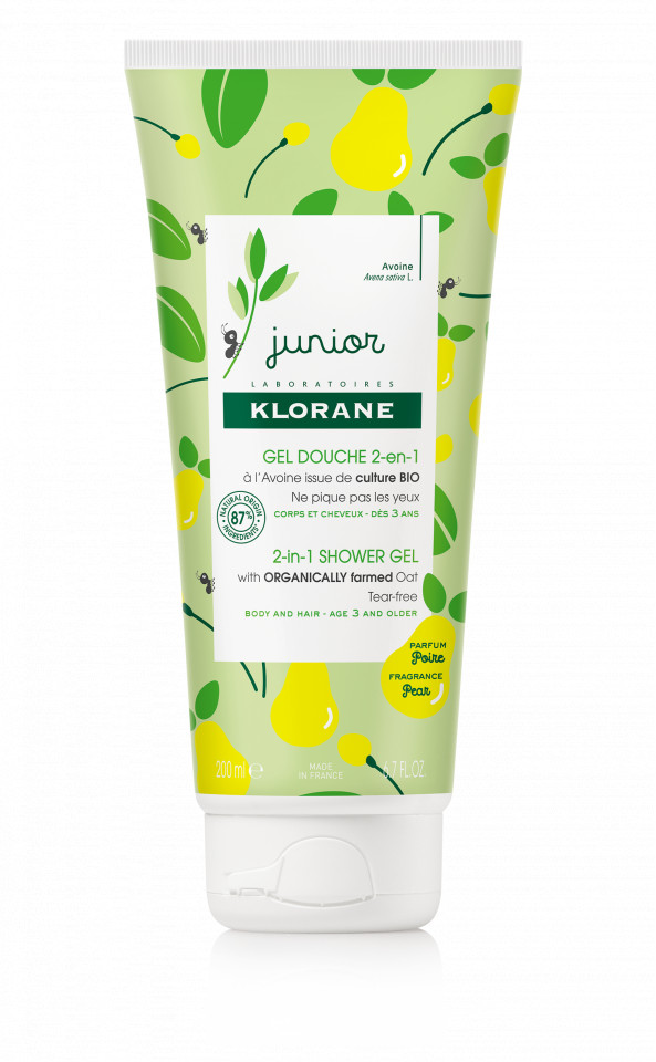 Gel pentru par si corp Klorane Junior cu aroma de pere (Gramaj: 200 ml, Concentratie: Gel de curatare)
