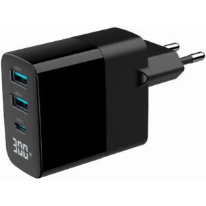 Gembird TA-UC-PDQC30LCD-BK-02 mobile device charger Universal Black AC Fast charging Indoor