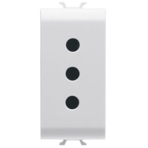 Priza italiana 1 modul Gewiss Chorus GW10201, 2P+E 10A - tip iesire P11, alb
