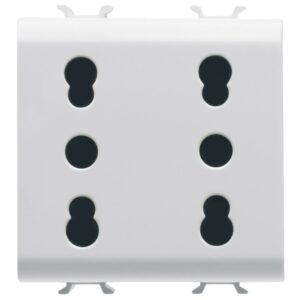 Priza dubla standard italian 2 module 16A Gewiss Chorus GW10208, alb