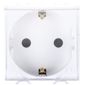 Priza cu capac transparent 2 module Gewiss Chorus GW10242, alb