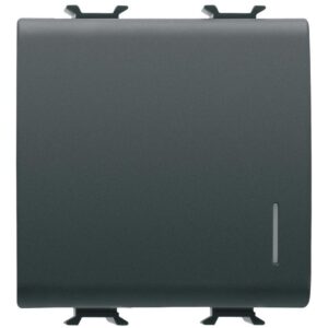 Intrerupator simplu cu Led ( neinclus ) 2 module 16A borne cu surub Gewiss Chorus GW12032, negru satin