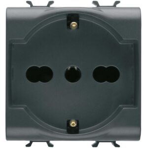 Priza 2M standard italian/german 16A Gewiss Chorus GW12204, negru satin