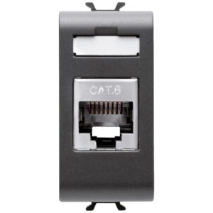 Priza RJ45 CAT6 FTP 1 modul Gewiss Chorus GW12424, negru satin