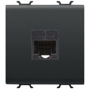 Priza de date UTP RJ45 CAT.5E, 2 module Gewiss Chorus GW12434, negru satin