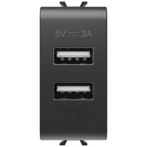 Sursa de alimentare usb tip A+A 3A 1 modul Gewiss Chorus GW12447, negru satin