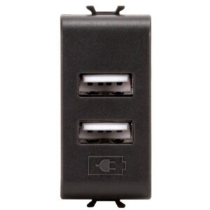 Sursa de alimentare 2xUSB 1 modul Gewiss Chorus GW12450, negru satin