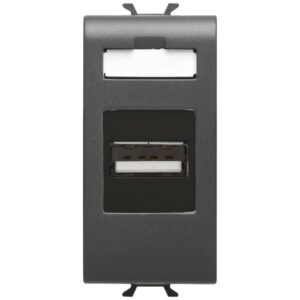 Priza USB 1 modul Gewiss Chorus GW12459, negru satin