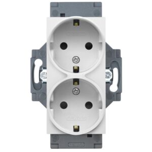 Priza dubla schuko 2P+E 16A Gewiss Dahlia GW35204W