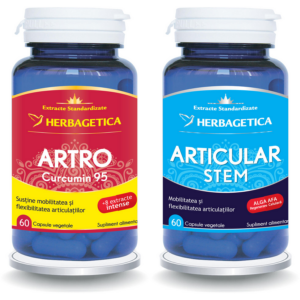 Pachet Artro Curcumin 95 60cps + Articular Stem 60cps (50% reducere la al doilea produs)