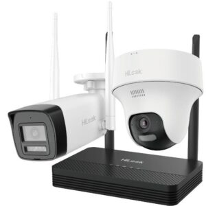 Kit 2 camere Wifi bullet + turret cu NVS HiLook IKS-2042BTH-PH/W, 2MP, lentila 2.8mm, IR 30m, lumina alba, detectie miscare