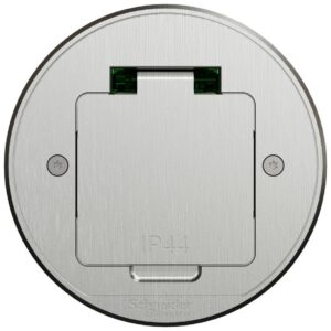Doza pardoseala rotunda XS + priza, metal IP44 Schneider Unica INS52101