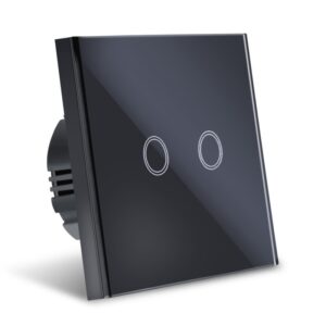 Intrerupator Touch Techstar®, Sticla Securizata, Design Modern, Iluminare LED, 2 Faze, Negru