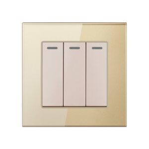 Intrerupator Triplu Cap Scara Cu Panou Din Sticla Securizata Techstar® TGS 01, 220V, 16A, 86 X 86 Mm, Gri, cu 3 Faze