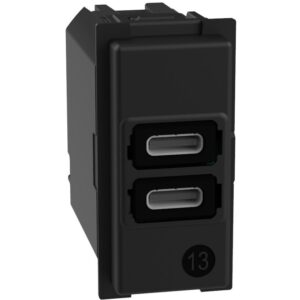 Incarcator USB 2 x porturi tip C 15W Bticino Living Now K4191CC, alb, negru, nisip