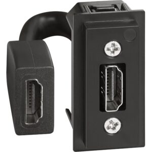 Priza HDMI 1.4 preconectat 1 modul Bticino Living Now K4284P, alb, negru, nisp